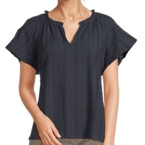 Marine Layer NWT Lana Textured Blouse in color India Ink Size XS